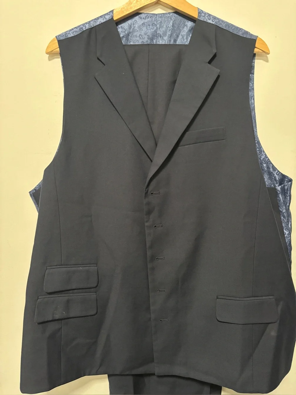 Rossi Man NWT Navy Blue 3-Piece Wool Suit 50L/44L
